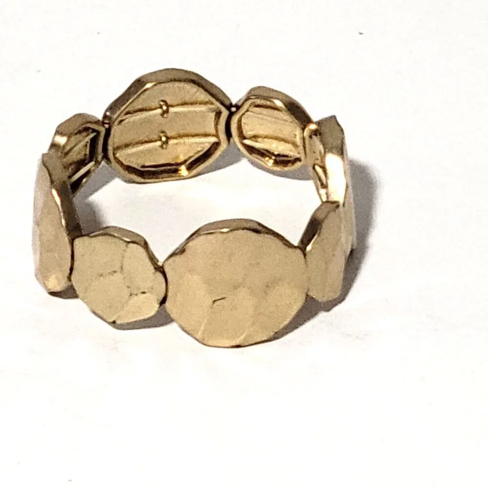 Lia Sophia Stretch Bracelet Hammered Gold Discs Honeycombed Vintage